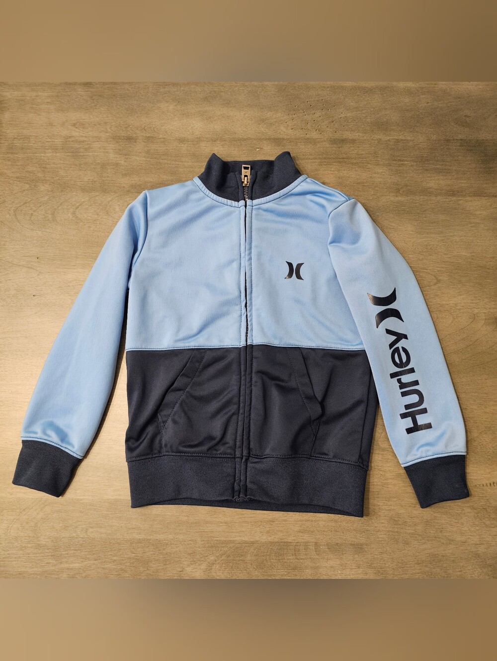 Hurley Kids' Two-Tone Light Blue and Navy Zip Jacket- Size 4